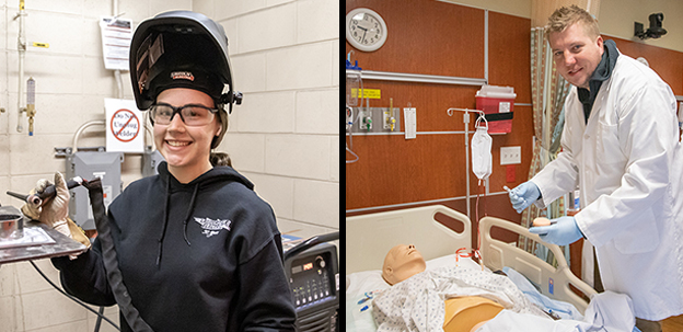 Female welder and male nurse